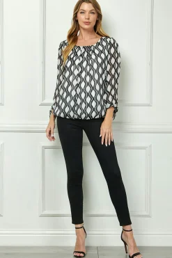 Bubble Hem 3/4 Tie Sleeve Blouse - White