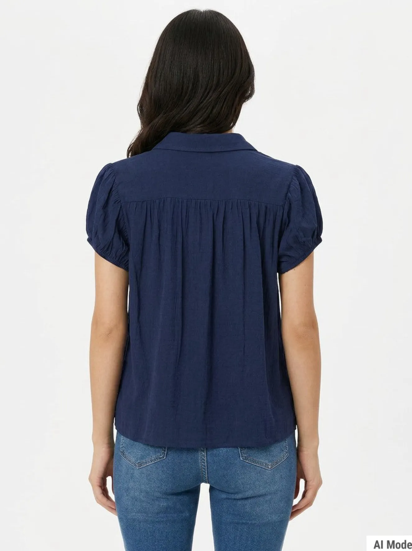 Cap Sleeve Ruched Yoke Blouse
