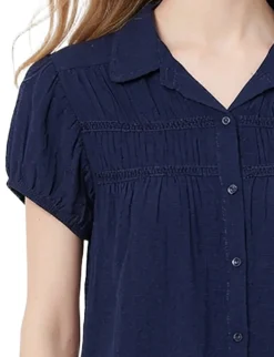 Cap Sleeve Ruched Yoke Blouse