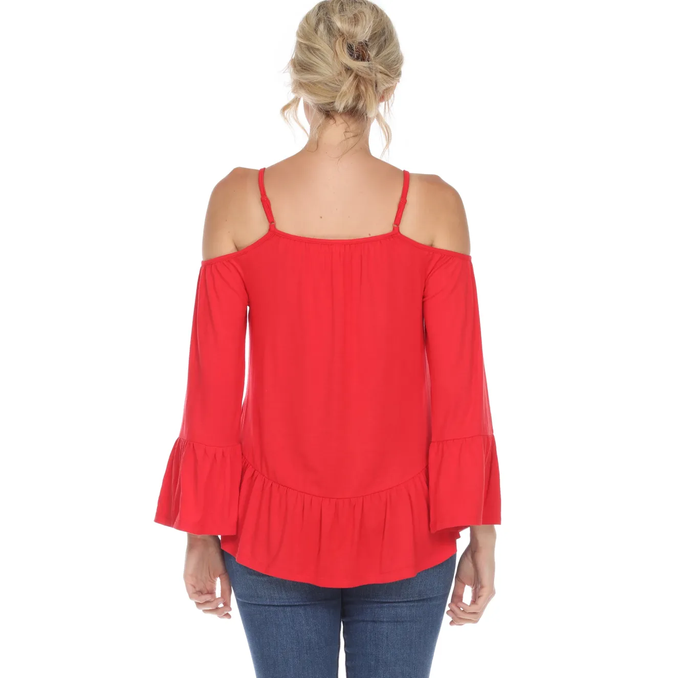 Cold Shoulder Ruffle Sleeve Top
