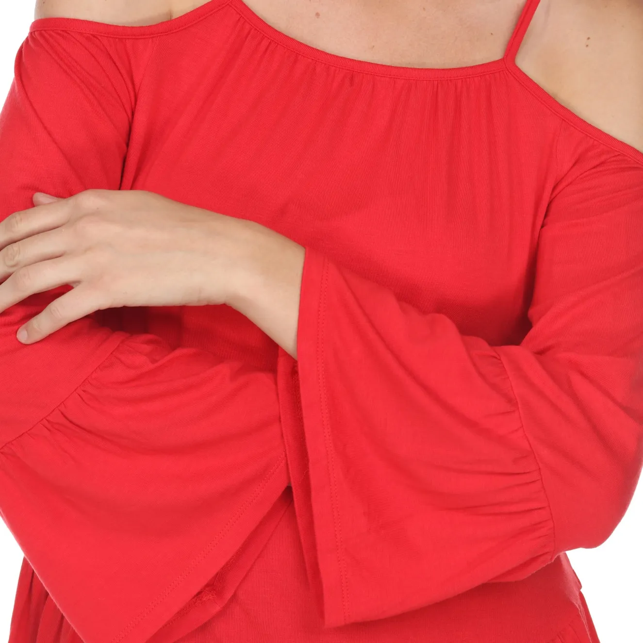 Cold Shoulder Ruffle Sleeve Top