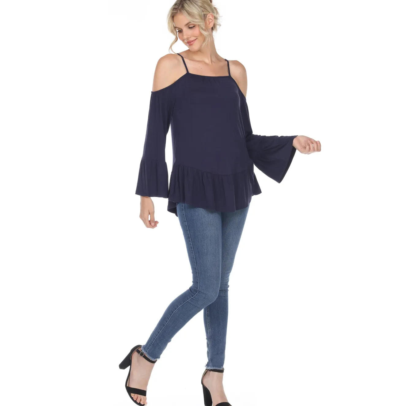 Cold Shoulder Ruffle Sleeve Top
