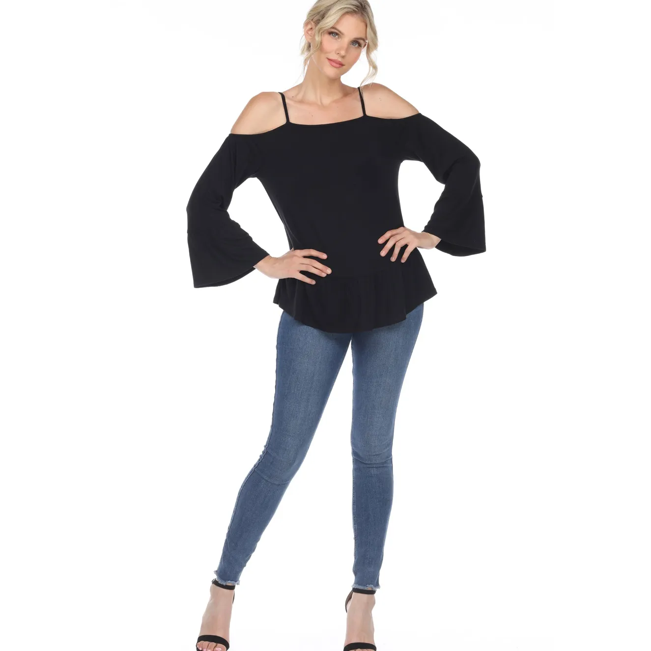 Cold Shoulder Ruffle Sleeve Top