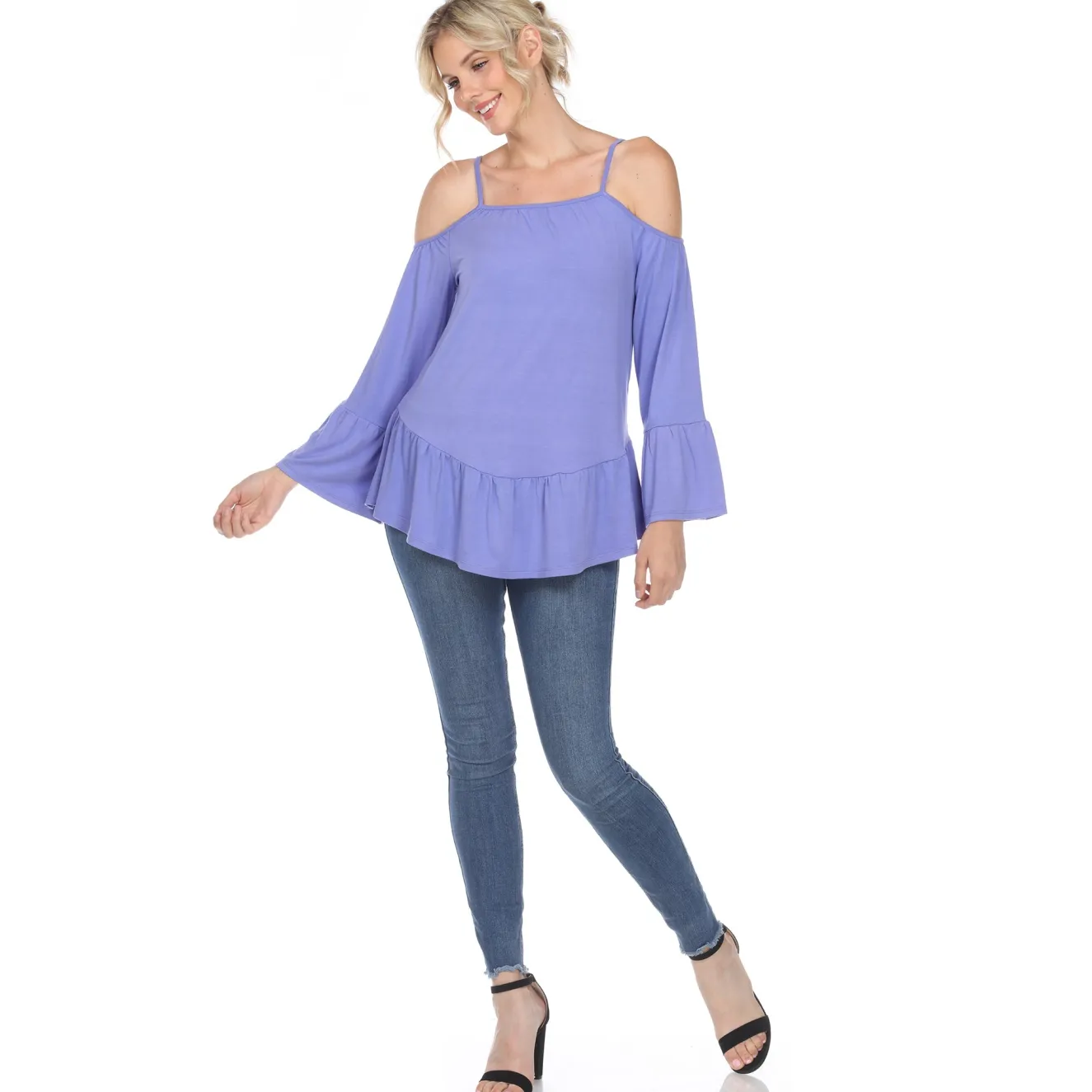 Cold Shoulder Ruffle Sleeve Top