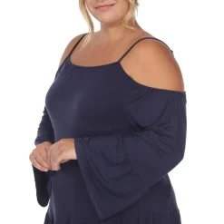 Cold Shoulder Ruffle Sleeve Top - Plus