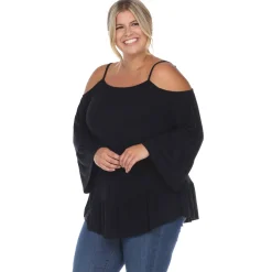 Cold Shoulder Ruffle Sleeve Top - Plus
