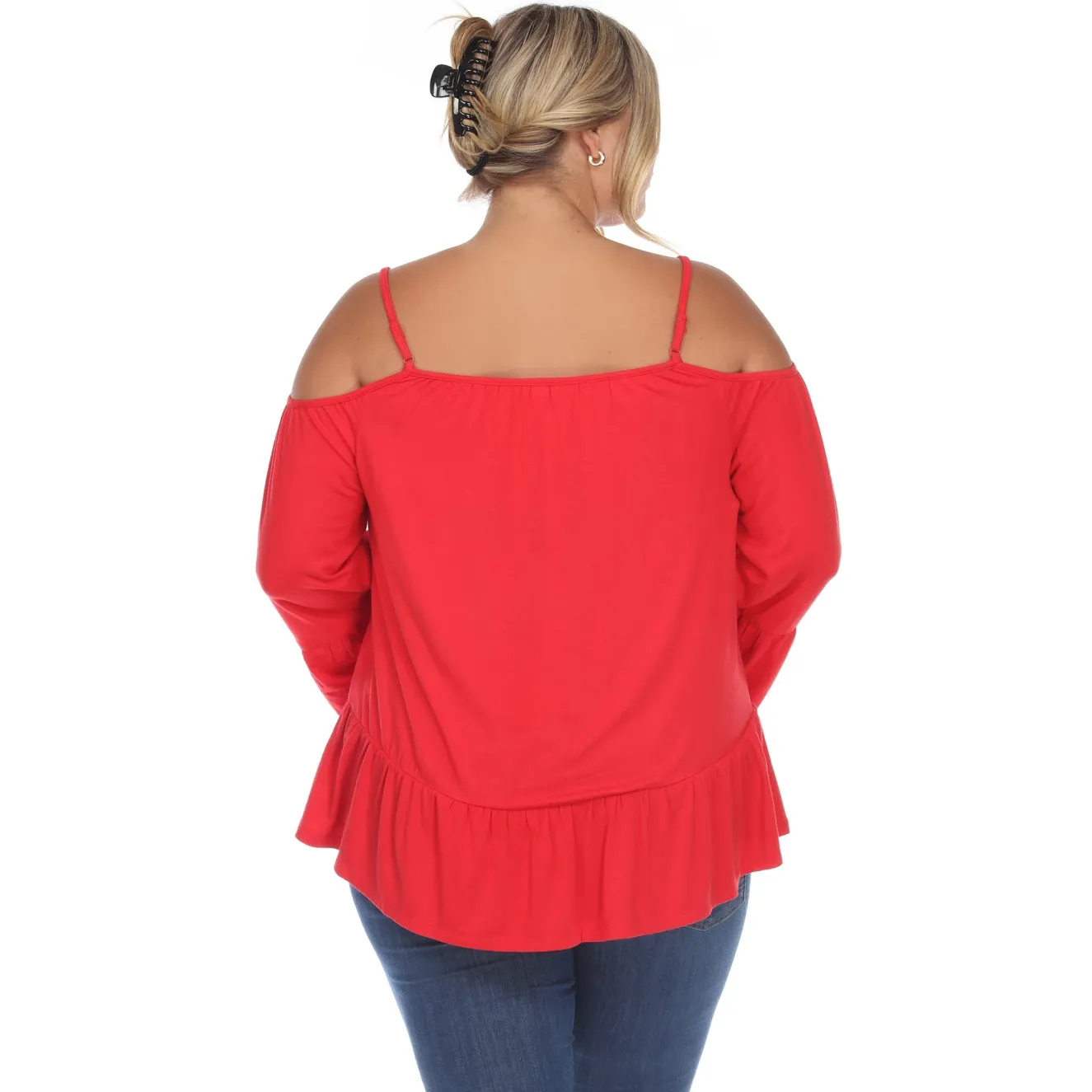 Cold Shoulder Ruffle Sleeve Top - Plus