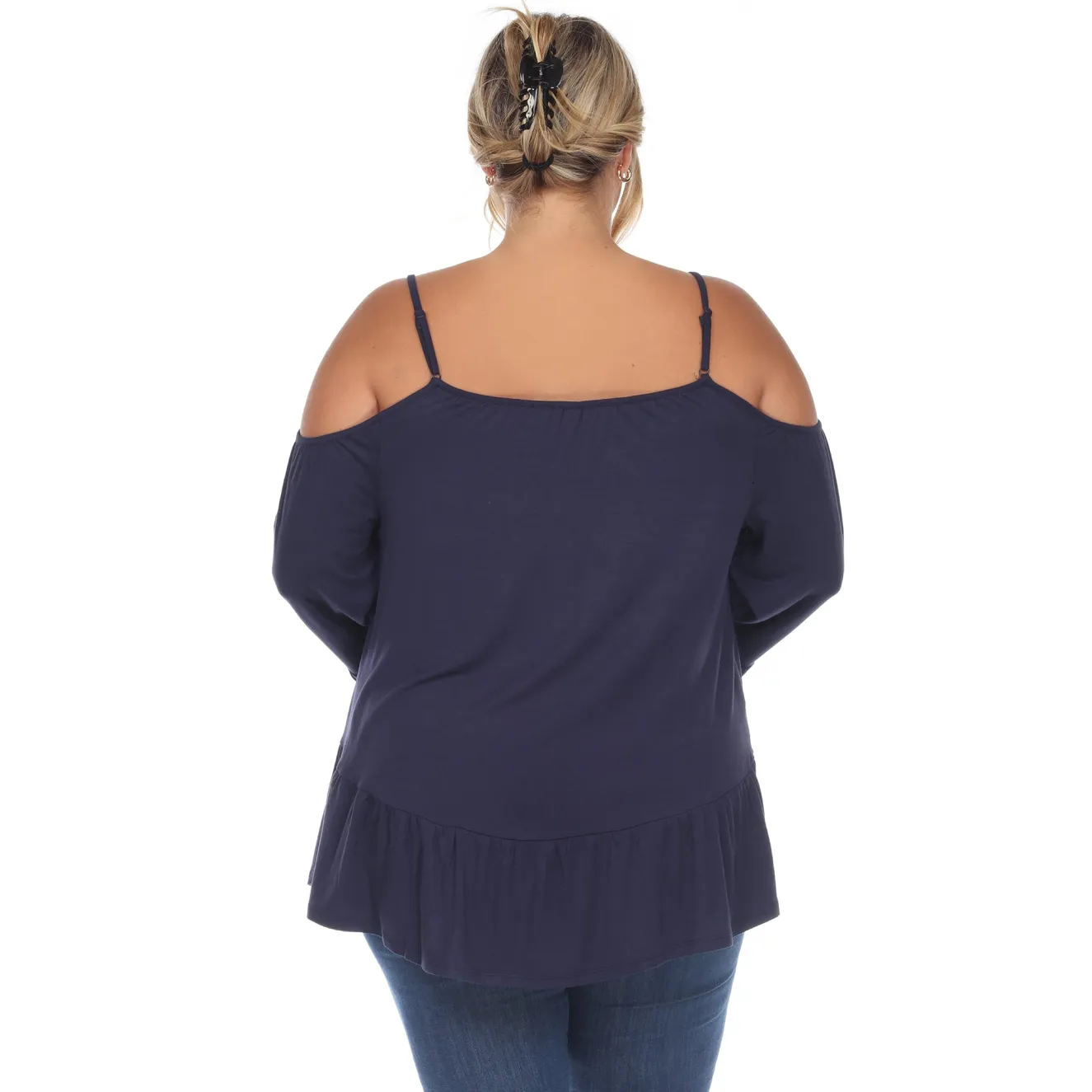 Cold Shoulder Ruffle Sleeve Top - Plus
