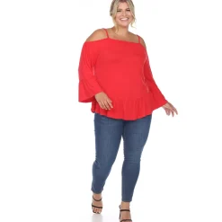 Cold Shoulder Ruffle Sleeve Top - Plus