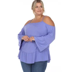 Cold Shoulder Ruffle Sleeve Top - Plus
