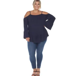 Cold Shoulder Ruffle Sleeve Top - Plus