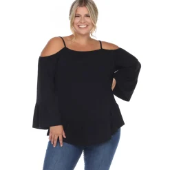 Cold Shoulder Ruffle Sleeve Top - Plus