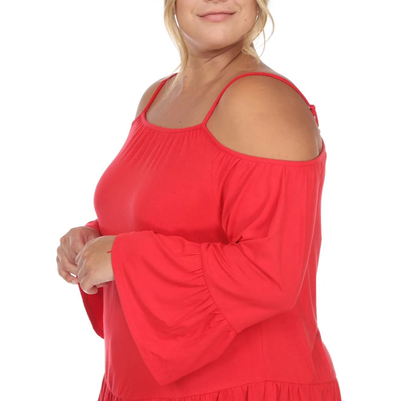 Cold Shoulder Ruffle Sleeve Top - Plus