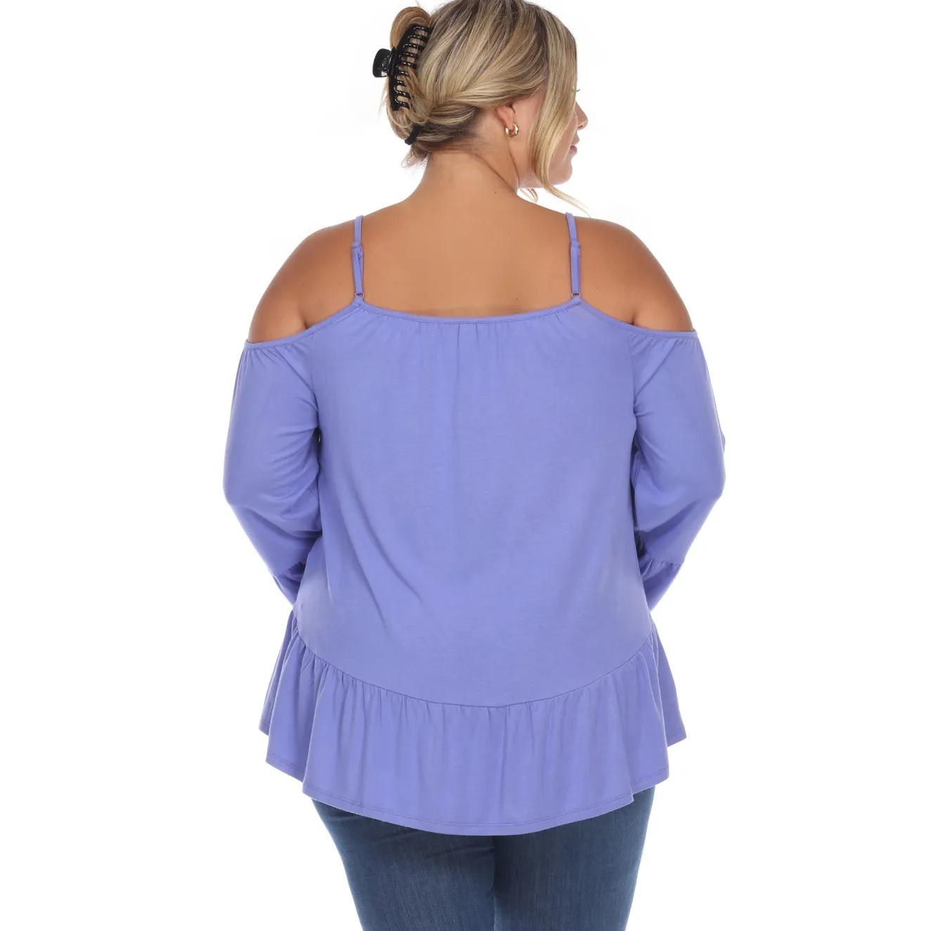 Cold Shoulder Ruffle Sleeve Top - Plus