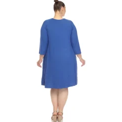 Criss Cross Neckline Swing Midi Dress - Plus
