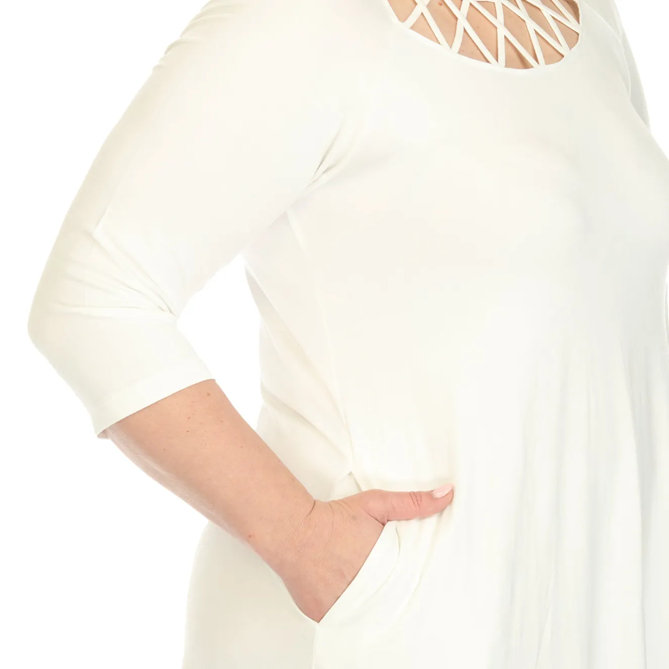 Criss Cross Neckline Swing Midi Dress - Plus