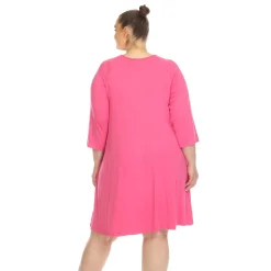 Criss Cross Neckline Swing Midi Dress - Plus