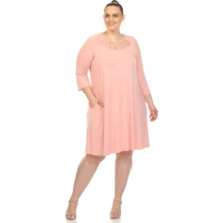 Criss Cross Neckline Swing Midi Dress - Plus
