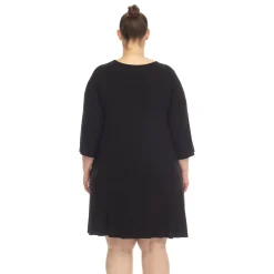 Criss Cross Neckline Swing Midi Dress - Plus