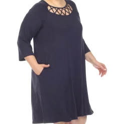 Criss Cross Neckline Swing Midi Dress - Plus