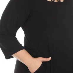Criss Cross Neckline Swing Midi Dress - Plus