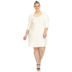 Criss Cross Neckline Swing Midi Dress - Plus