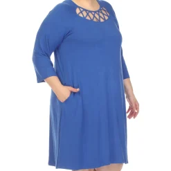 Criss Cross Neckline Swing Midi Dress - Plus