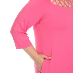 Criss Cross Neckline Swing Midi Dress - Plus