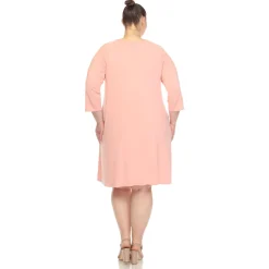 Criss Cross Neckline Swing Midi Dress - Plus