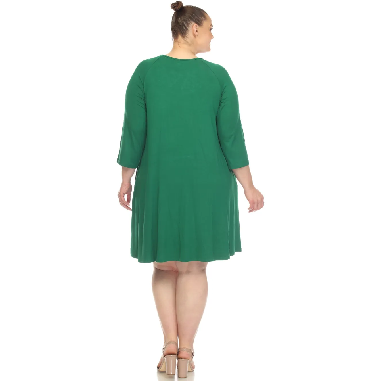 Criss Cross Neckline Swing Midi Dress - Plus