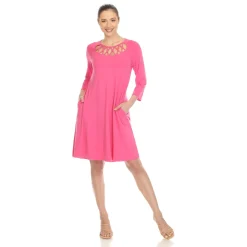 Criss Cross Neckline Swing Midi Dress
