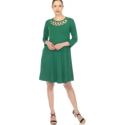 Criss Cross Neckline Swing Midi Dress