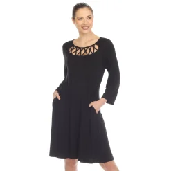 Criss Cross Neckline Swing Midi Dress