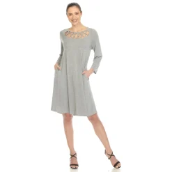Criss Cross Neckline Swing Midi Dress
