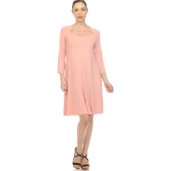 Criss Cross Neckline Swing Midi Dress