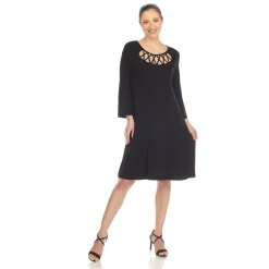 Criss Cross Neckline Swing Midi Dress