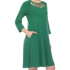Criss Cross Neckline Swing Midi Dress