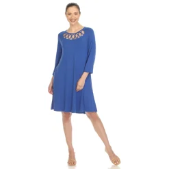 Criss Cross Neckline Swing Midi Dress