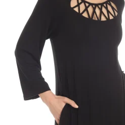 Criss Cross Neckline Swing Midi Dress