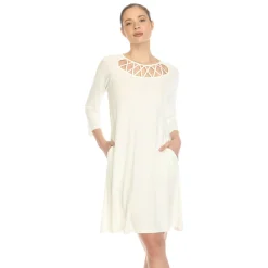 Criss Cross Neckline Swing Midi Dress