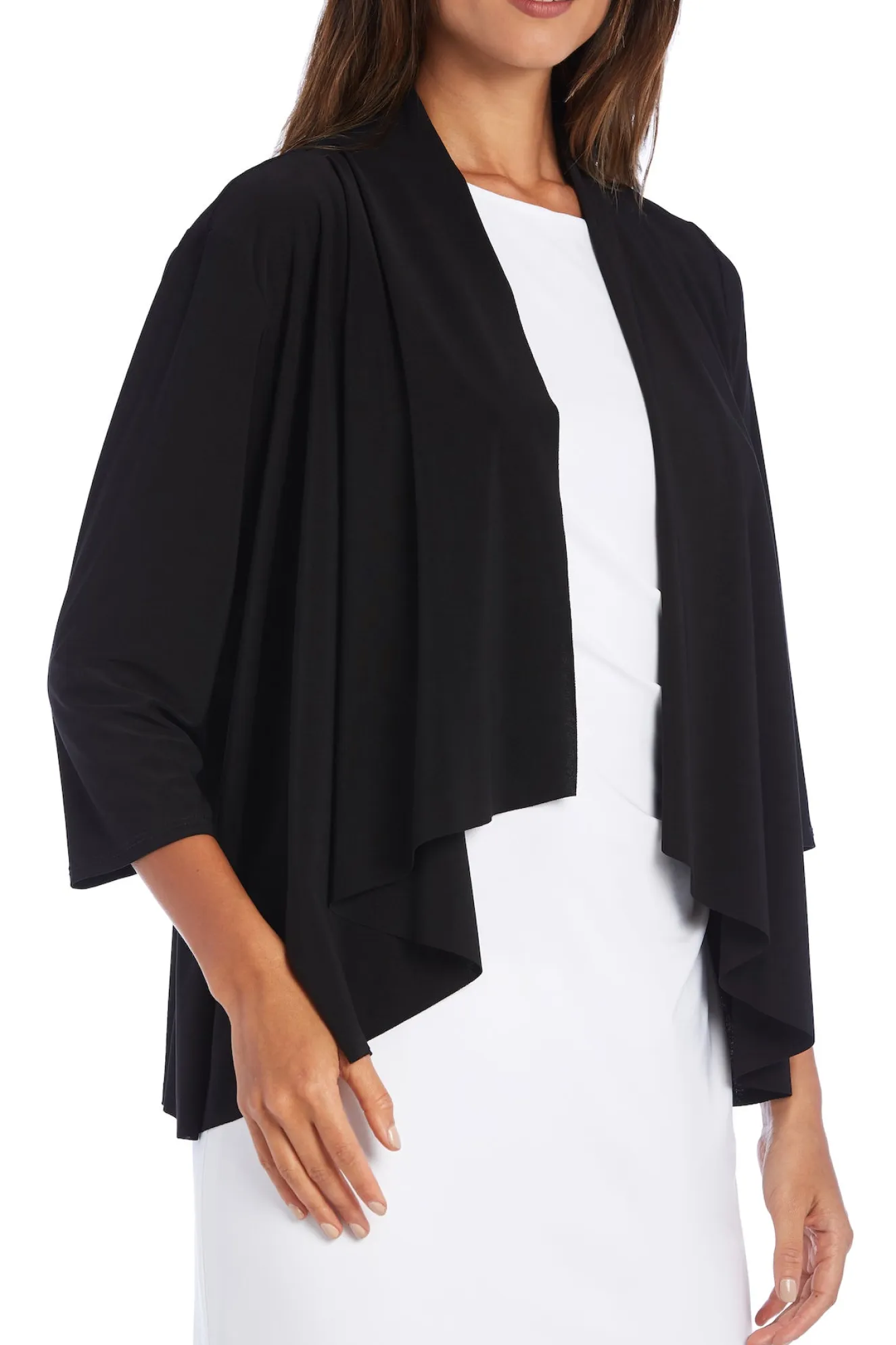 Drape Front Jersey Shrug - Black