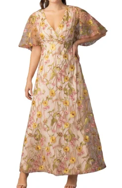 Embroidered Elegance Evening Gown -Sunkissed Garden