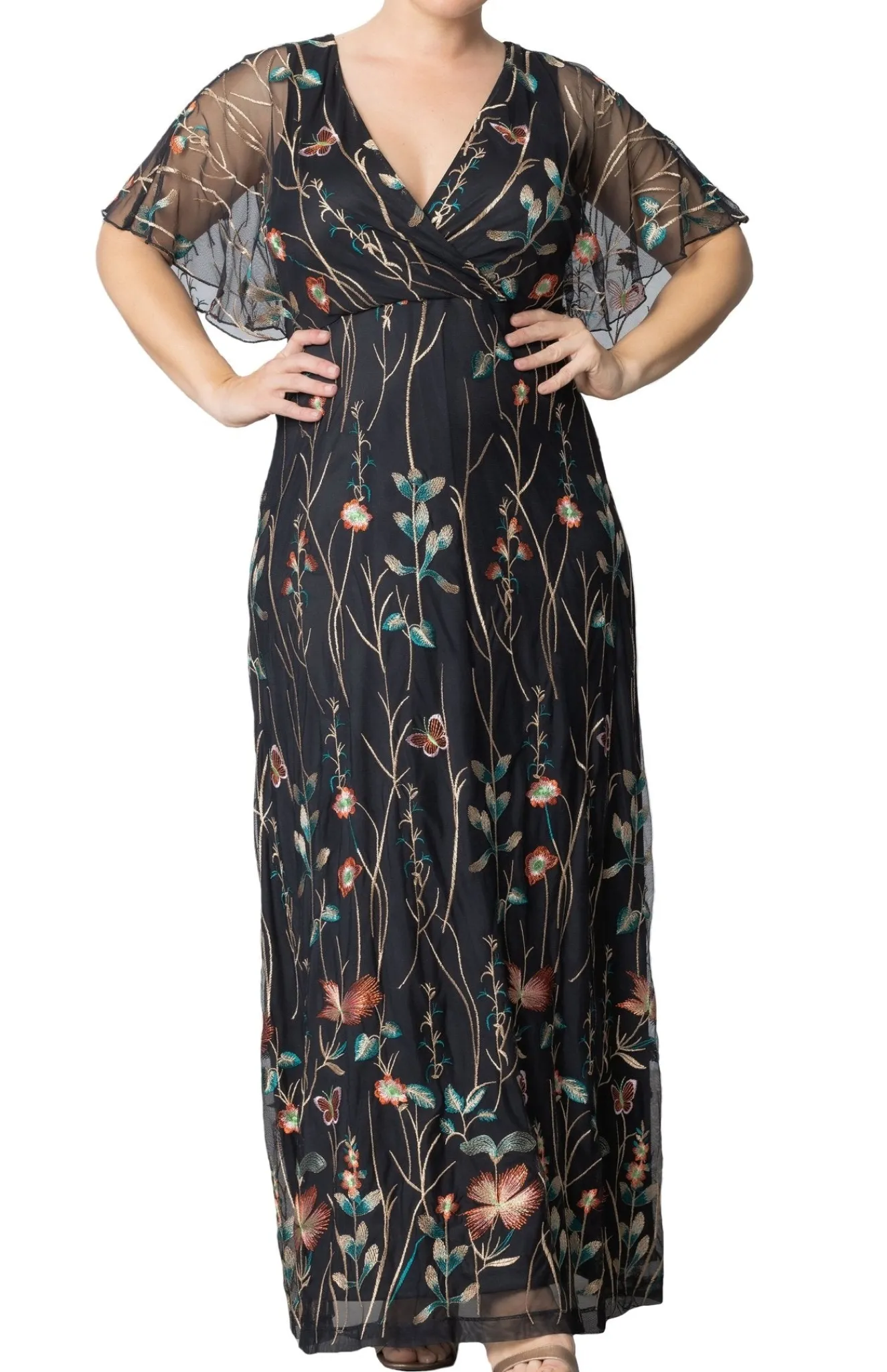 Embroidered Elegance Evening Gown - Plus
