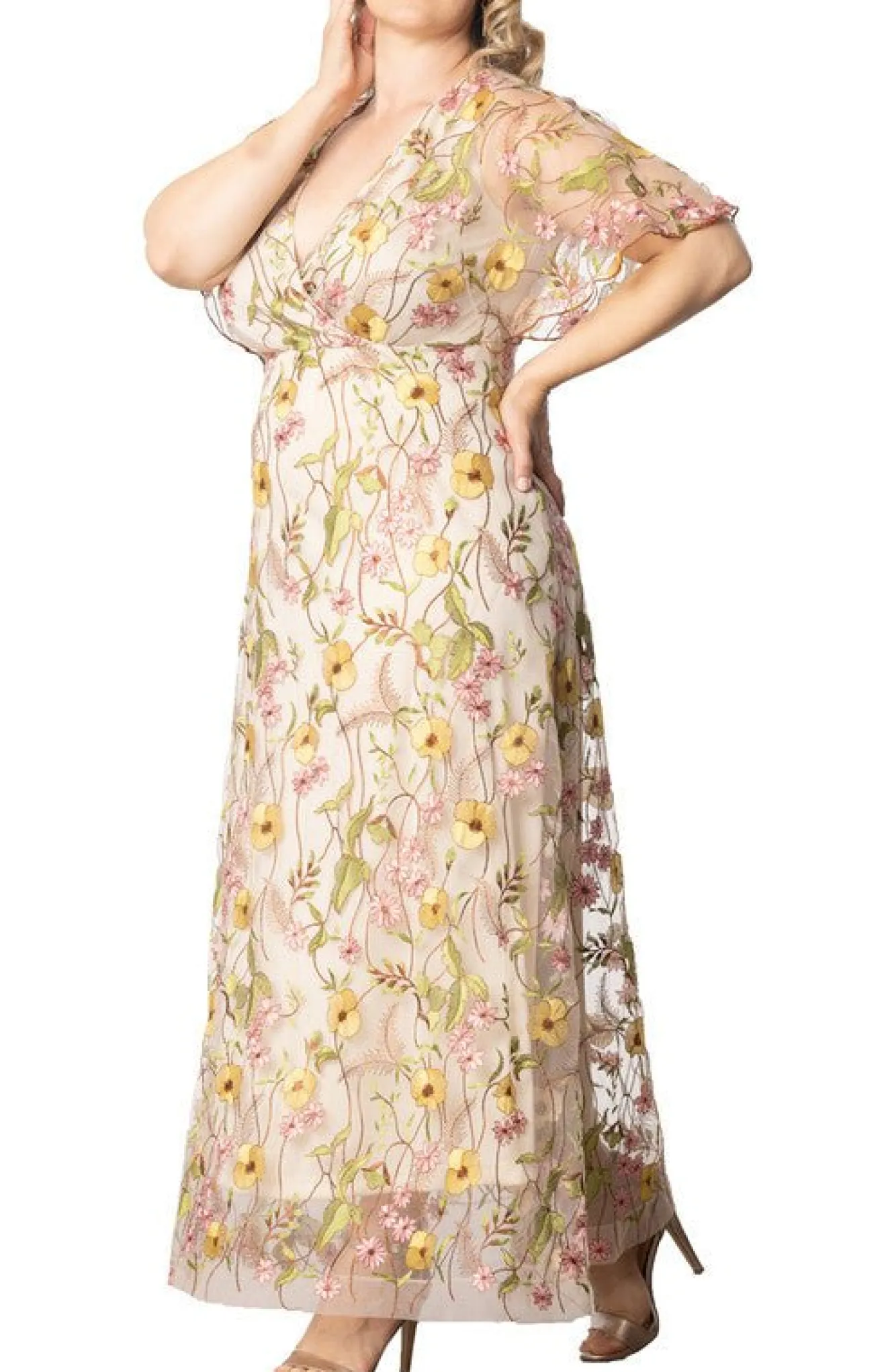 Embroidered Elegance Evening Gown - Plus