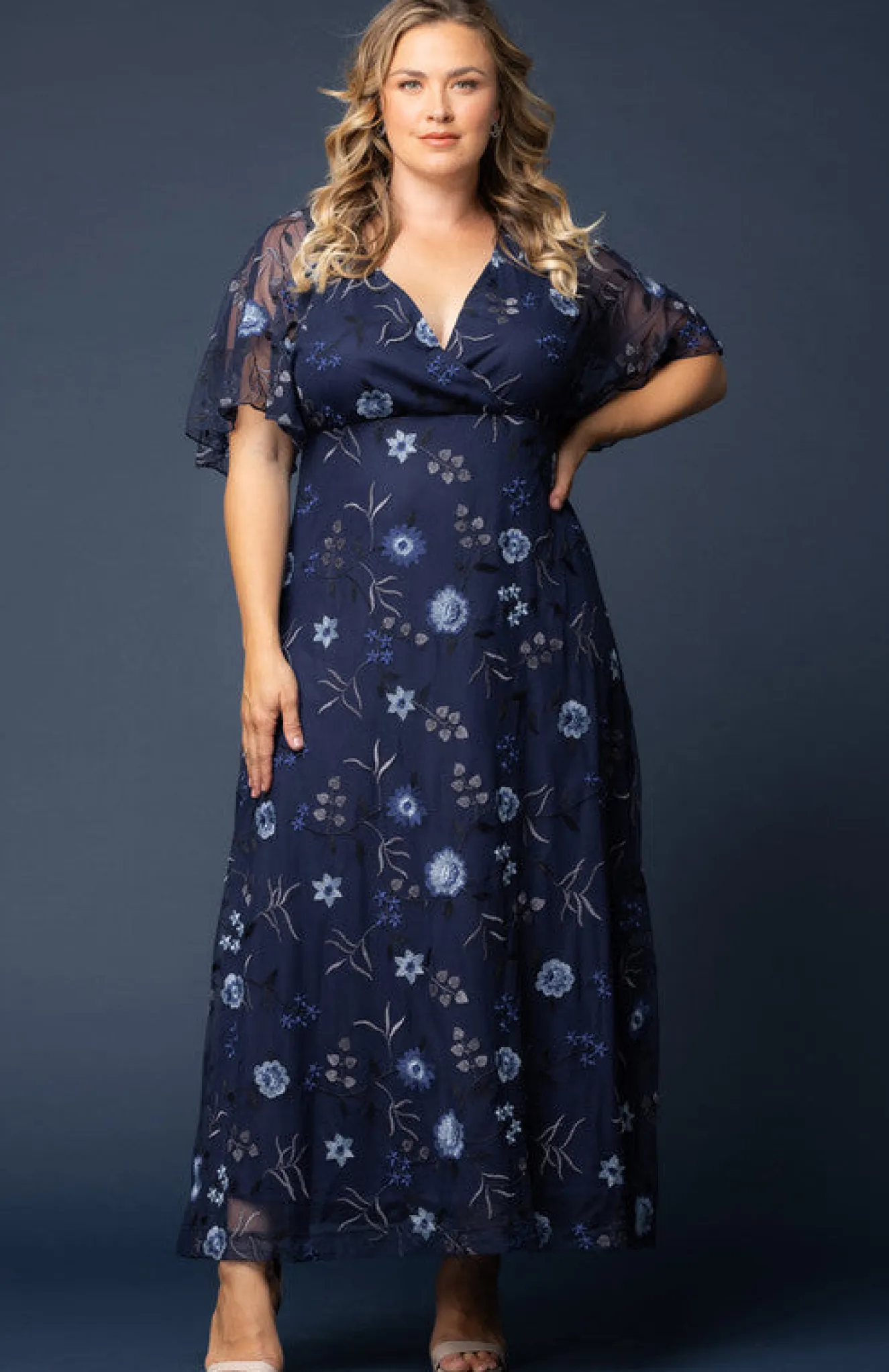 Embroidered Elegance Evening Gown - Plus