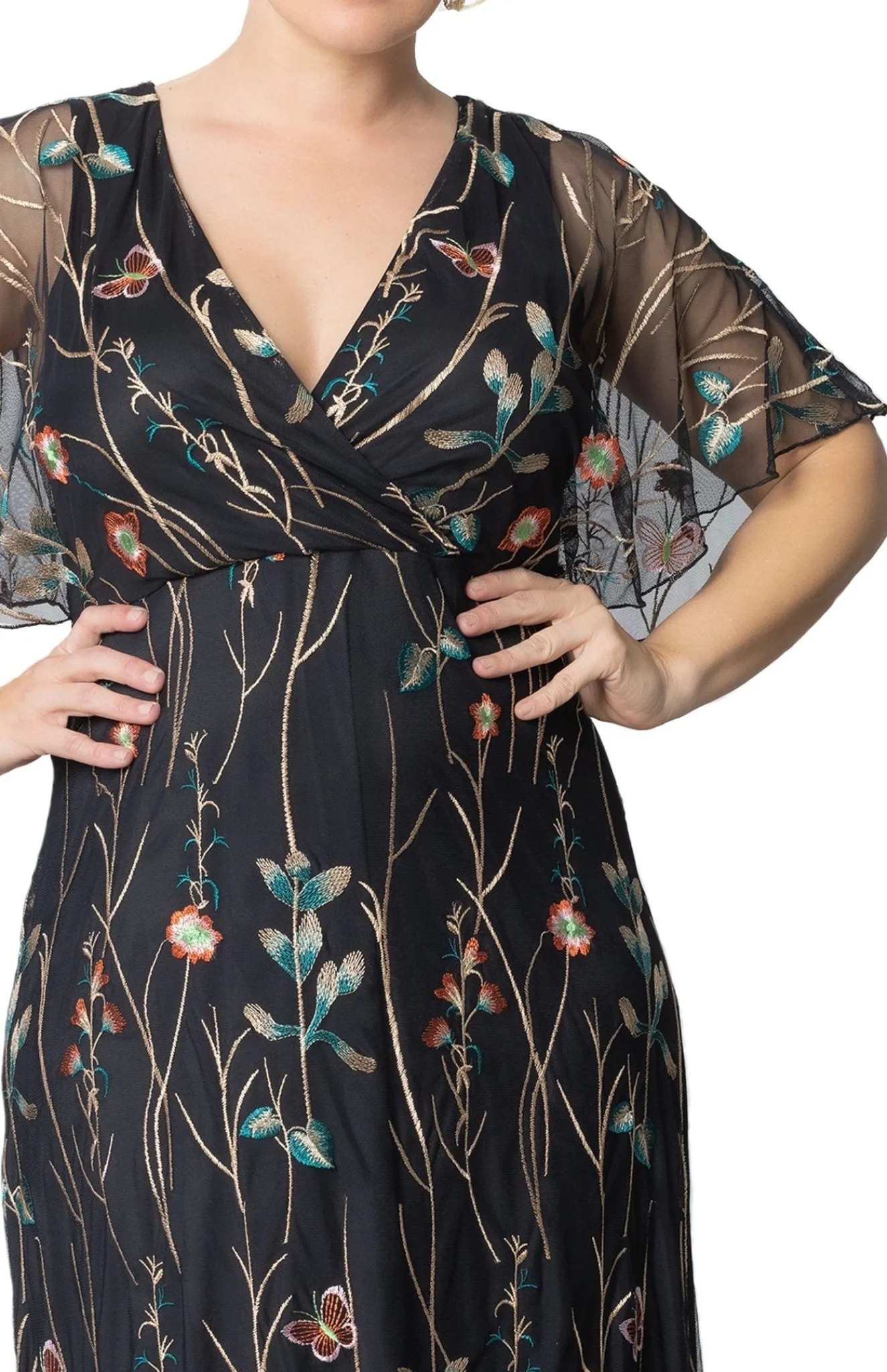 Embroidered Elegance Evening Gown - Plus