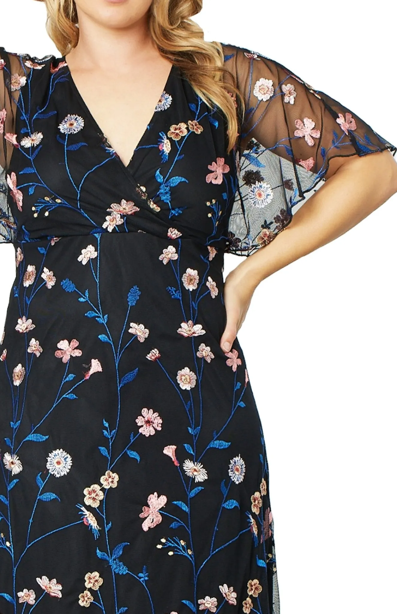 Embroidered Elegance Evening Gown - Plus