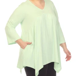 Empire Waist V-Neck Tunic Top - Plus
