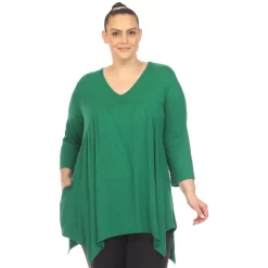 Empire Waist V-Neck Tunic Top - Plus
