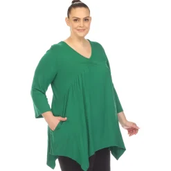 Empire Waist V-Neck Tunic Top - Plus